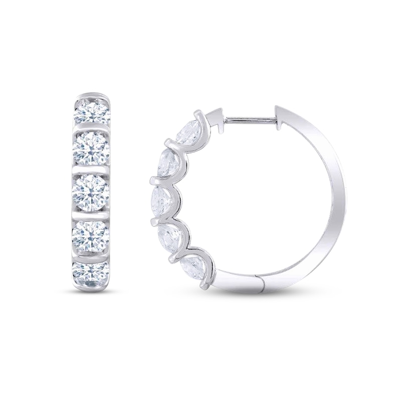 Round Brilliant 0.50 ctw VS2 Clarity, I Color Diamond 14kt Yellow Gold  Channel Set Hoop Earrings