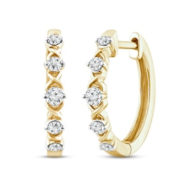 XO from KAY Diamond Hoop Earrings 1/4 ct tw Round-cut 10K Yellow Gold