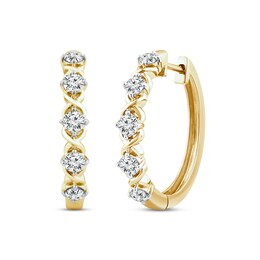 XO, from KAY Diamond Hoop Earrings 1 ct tw Round-cut 10K Yellow Gold