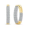 Diamond Inside-Out Hoop Earrings 2 ct tw Round-cut 14K Yellow Gold