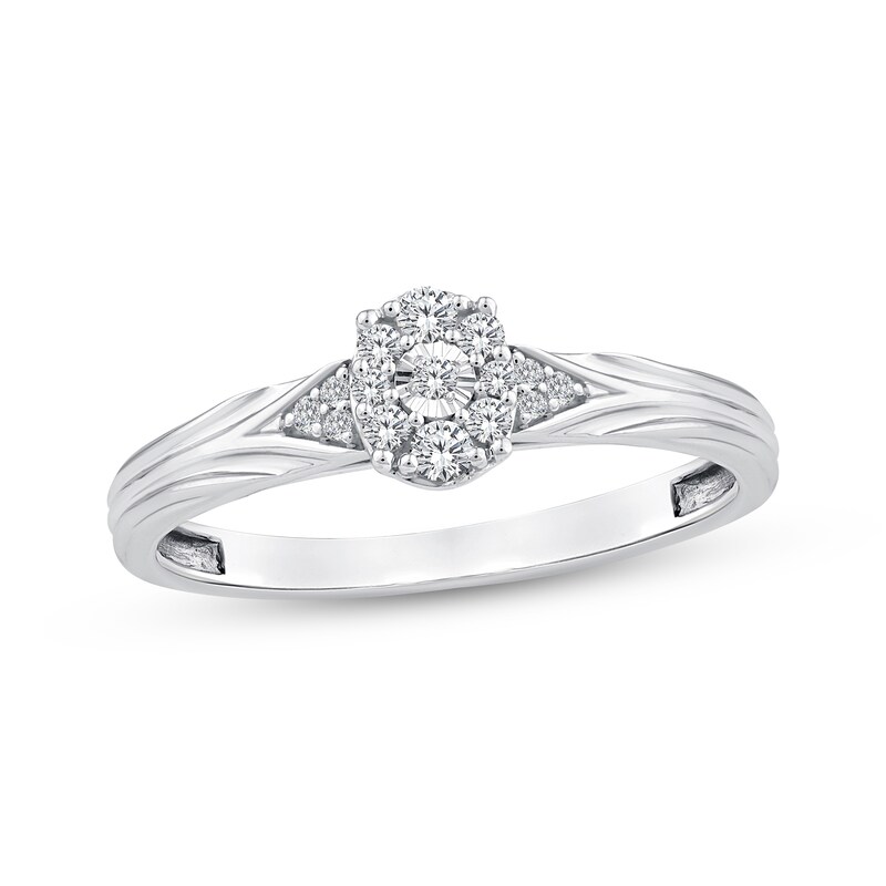 Main Image 1 of Adore Multi-Diamond Oval Engagement Ring 1/6 ct tw 10K White Gold