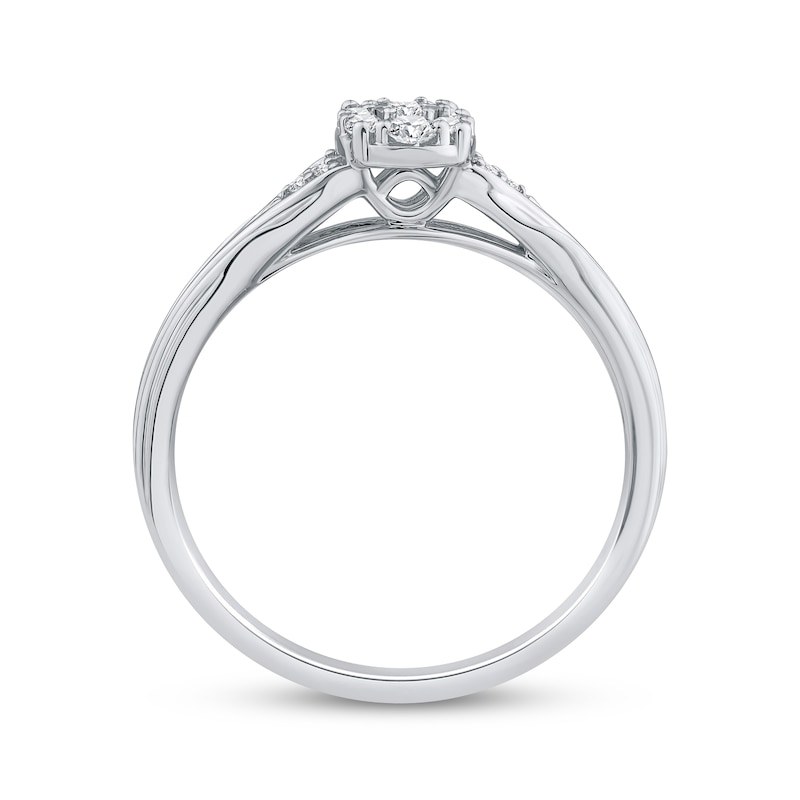 Main Image 3 of Adore Multi-Diamond Oval Engagement Ring 1/6 ct tw 10K White Gold