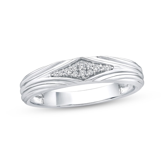 Adore Men's Diamond Wedding Band 1/15 ct tw 10K White Gold