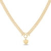 Thumbnail Image 1 of Heart Charm Bismark Necklace Hollow 14K Yellow Gold 18"