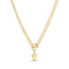 Thumbnail Image 2 of Heart Charm Bismark Necklace Hollow 14K Yellow Gold 18"