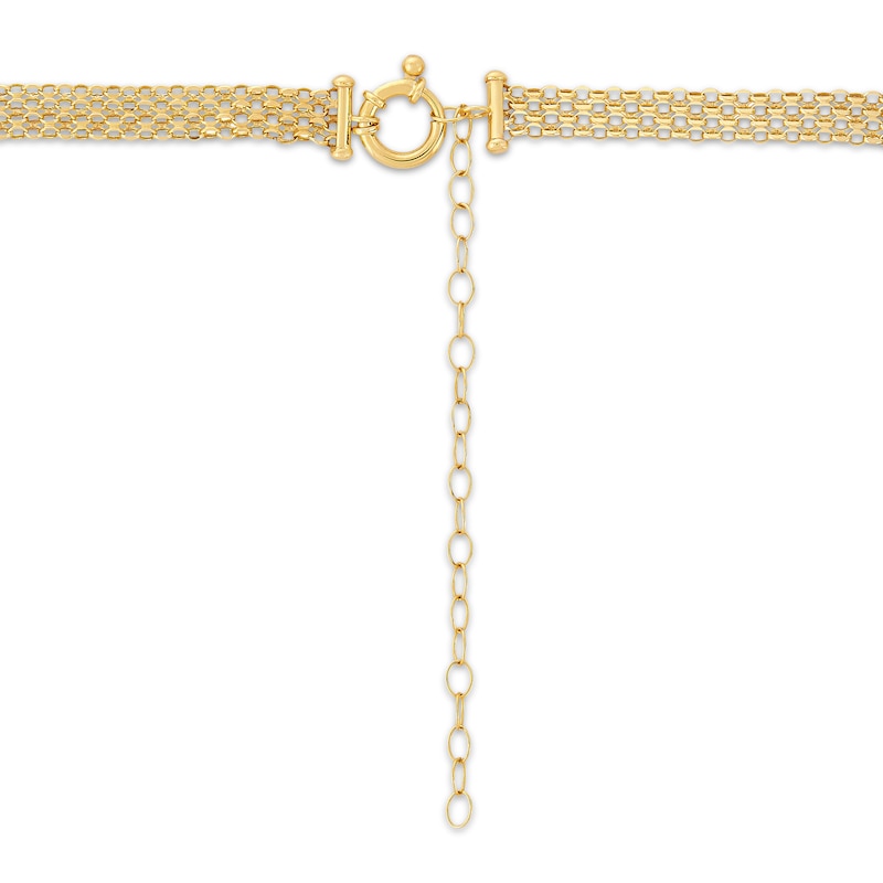 Main Image 3 of Heart Charm Bismark Necklace Hollow 14K Yellow Gold 18"
