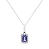 Thumbnail Image 1 of Emerald-Cut Tanzanite & Diamond Necklace 1/8 ct tw Sterling Silver 18"
