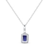 Thumbnail Image 2 of Emerald-Cut Tanzanite & Diamond Necklace 1/8 ct tw Sterling Silver 18"