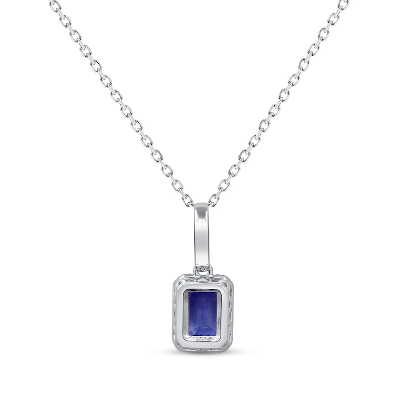 Main Image 2 of Emerald-Cut Tanzanite & Diamond Necklace 1/8 ct tw Sterling Silver 18"