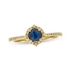 Round Blue Sapphire & Diamond Tapered Shank Ring 1/6 ct tw 10K Yellow Gold