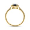 Round Blue Sapphire & Diamond Tapered Shank Ring 1/6 ct tw 10K Yellow Gold