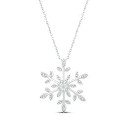 Diamond Snowflake Necklace 1/8 ct tw Sterling Silver 18"
