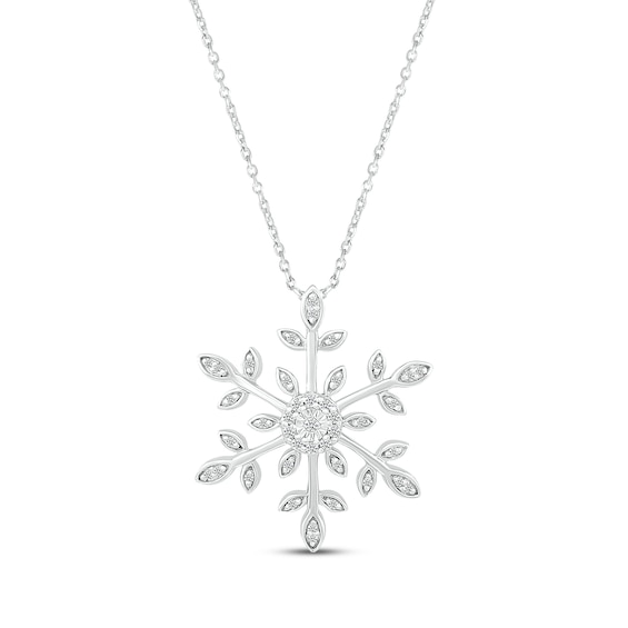 Diamond Snowflake Necklace 1/8 ct tw Sterling Silver 18"