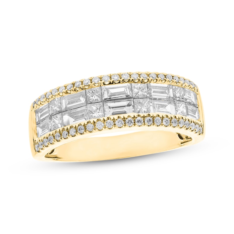 Main Image 1 of Adore Baguette, Round & Princess-Cut Diamond Anniversary Band 1-3/8 ct tw 14K Yellow Gold