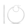 Thumbnail Image 1 of Round-Cut Diamond Hoop Earrings 1/10 ct tw Sterling Silver