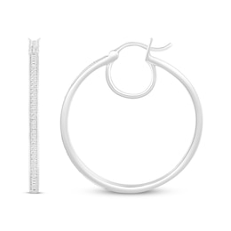 Round-Cut Diamond Hoop Earrings 1/10 ct tw Sterling Silver