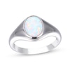 Thumbnail Image 1 of Oval-Cut Lab-Created Opal Signet Ring Sterling Silver