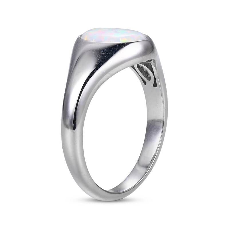 Main Image 2 of Oval-Cut Lab-Created Opal Signet Ring Sterling Silver