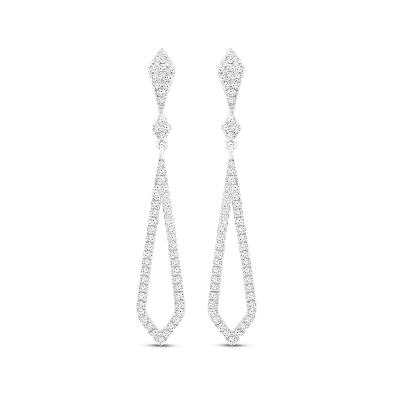 Main Image 2 of Round-Cut Diamond Pear-Shaped Drop Earrings 1/2 ct tw 10K White Gold