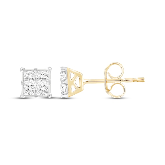 Princess-Cut Multi-Diamond Stud Earrings 1/2 ct tw 10K Gold