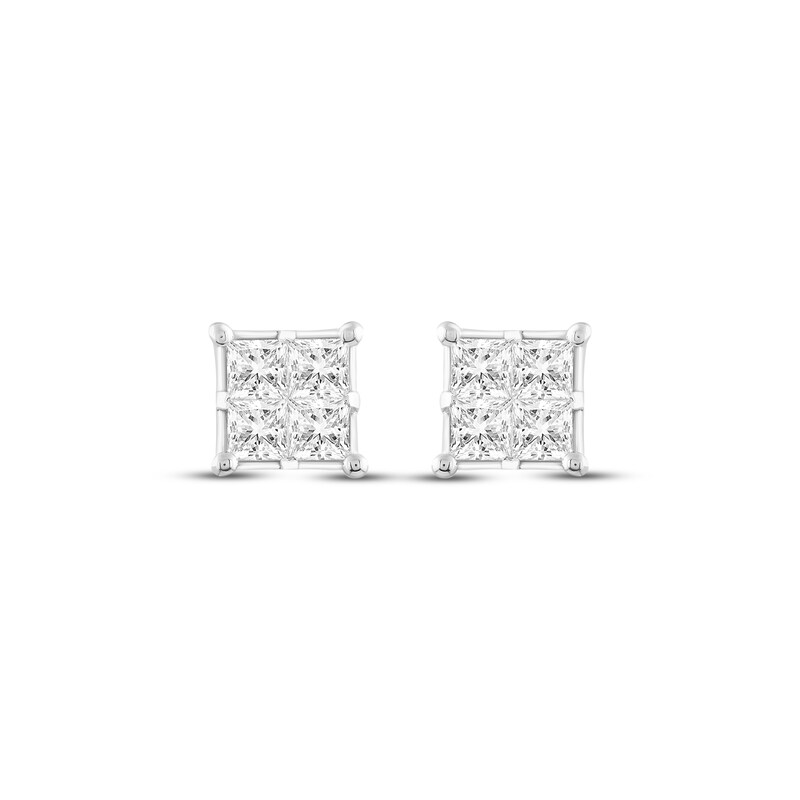 Princess-Cut Multi-Diamond Stud Earrings 1 ct tw 10K Yellow Gold | Kay ...