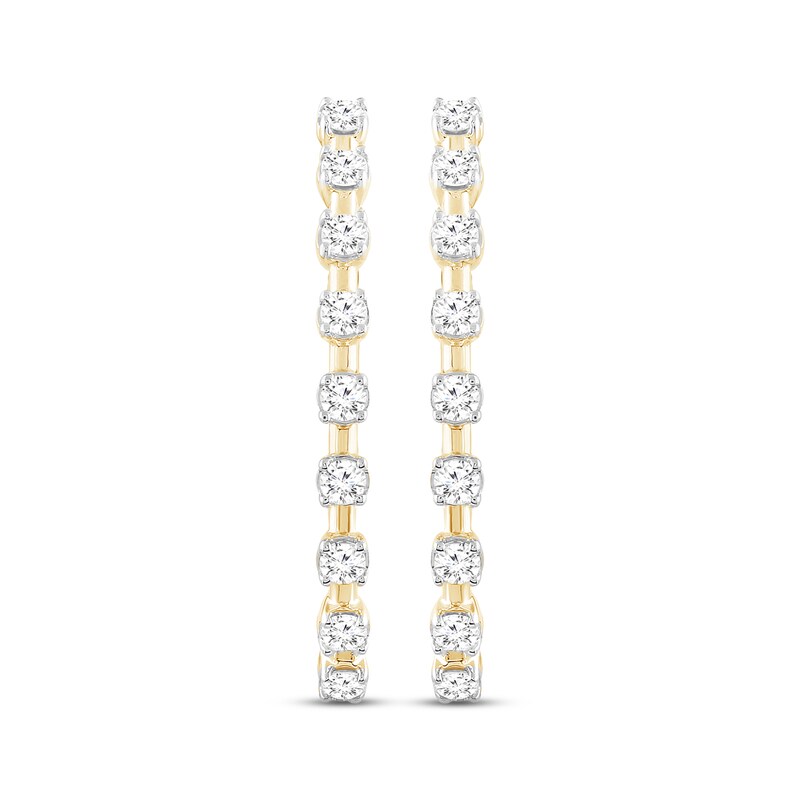 Main Image 2 of Round-Cut Diamond Hoop Earrings 1/3 ct tw 10K Yellow Gold