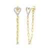 Thumbnail Image 1 of Round-Cut Diamond Heart & Chain Drop Front-Back Earrings 1/20 ct tw 10K Yellow Gold