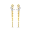 Thumbnail Image 2 of Round-Cut Diamond Moon & Chain Drop Front-Back Earrings 1/20 ct tw 10K Yellow Gold