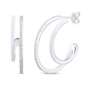 Thumbnail Image 1 of Round-Cut Diamond Double Curve Huggie Hoop Earrings 1/4 ct tw Sterling Silver