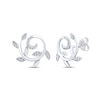Thumbnail Image 1 of Round-Cut Diamond Leaf & Vine Swirl Stud Earrings 1/10 ct tw Sterling Silver