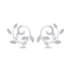 Thumbnail Image 2 of Round-Cut Diamond Leaf & Vine Swirl Stud Earrings 1/10 ct tw Sterling Silver