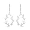 Thumbnail Image 2 of Round-Cut Diamond Leaf Hoop Drop Earrings 1/4 ct tw Sterling Silver