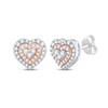 Thumbnail Image 1 of Round-Cut Diamond Heart Stud Earrings 1/3 ct tw 10K Two-Tone Gold