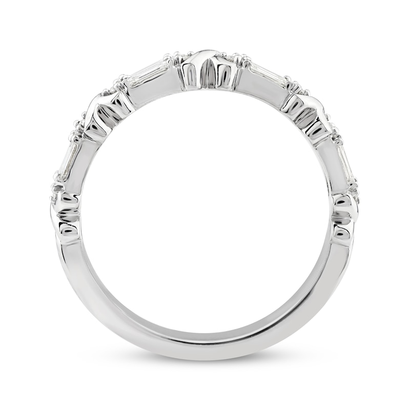 XO from KAY Baguette & Round-Cut Diamond Anniversary Band 3/8 ct tw 14K White Gold