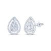 Thumbnail Image 0 of Baguette & Round-Cut Diamond Teardrop Stud Earrings 1/2 ct tw 10K White Gold