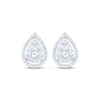 Thumbnail Image 1 of Baguette & Round-Cut Diamond Teardrop Stud Earrings 1/2 ct tw 10K White Gold