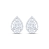Thumbnail Image 2 of Baguette & Round-Cut Diamond Teardrop Stud Earrings 1/2 ct tw 10K White Gold