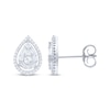 Thumbnail Image 2 of Baguette & Round-Cut Diamond Teardrop Stud Earrings 1/2 ct tw 10K White Gold