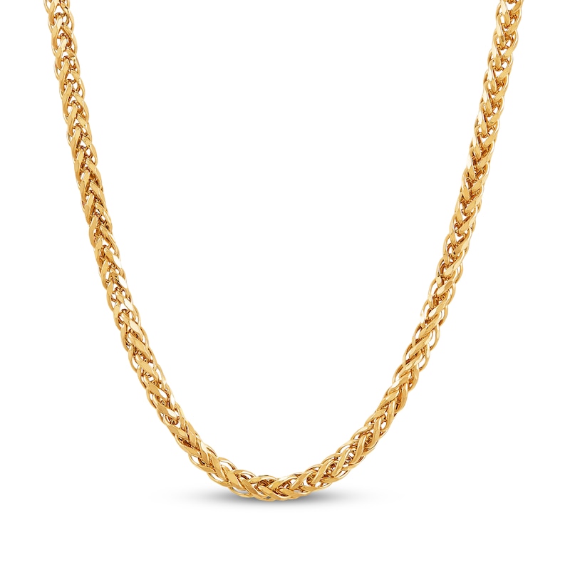 Main Image 1 of Wheat Chain Necklace 2.5mm Hollow 10K Yellow Gold 22"