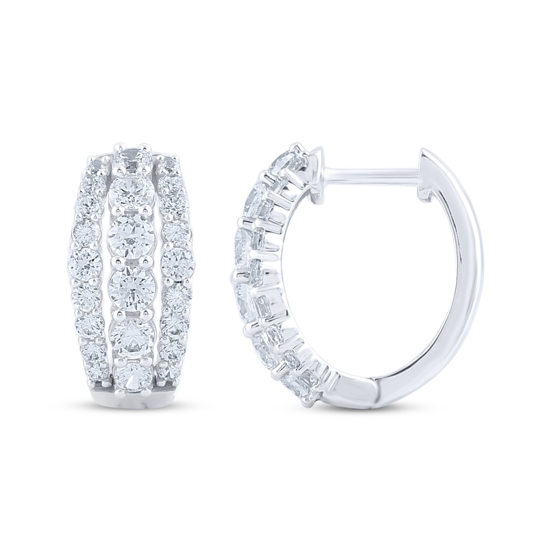 Main Image 1 of Diamond Three-Row Hoop Earrings 2 ct tw 10K White Gold