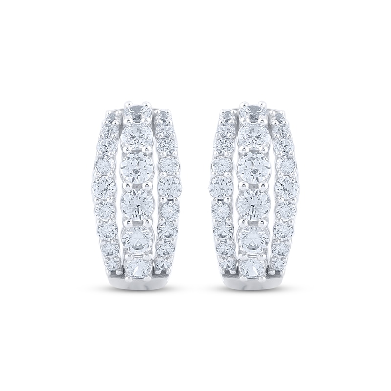 Main Image 2 of Diamond Three-Row Hoop Earrings 2 ct tw 10K White Gold