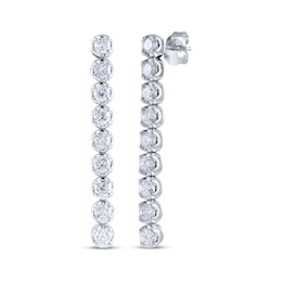 Diamond Drop Earrings 1-1/2 ct tw 10K White Gold