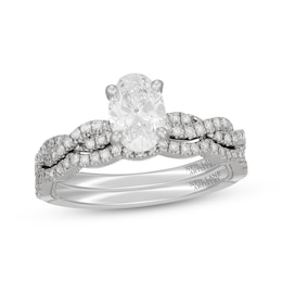 Neil Lane Artistry Oval-Cut Lab-Grown Diamond Twist Shank Bridal Set 1-3/8 ct tw 14K White Gold
