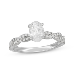 Neil Lane Artistry Oval-Cut Lab-Grown Diamond Twist Shank Engagement Ring 1-1/3 ct tw 14K White Gold