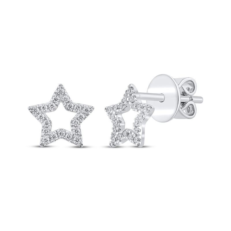 Main Image 1 of Diamond Star Outline Stud Earrings 1/8 ct tw 10K White Gold