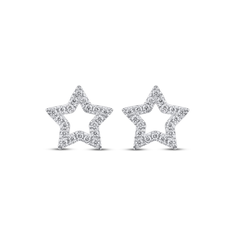 Main Image 2 of Diamond Star Outline Stud Earrings 1/8 ct tw 10K White Gold