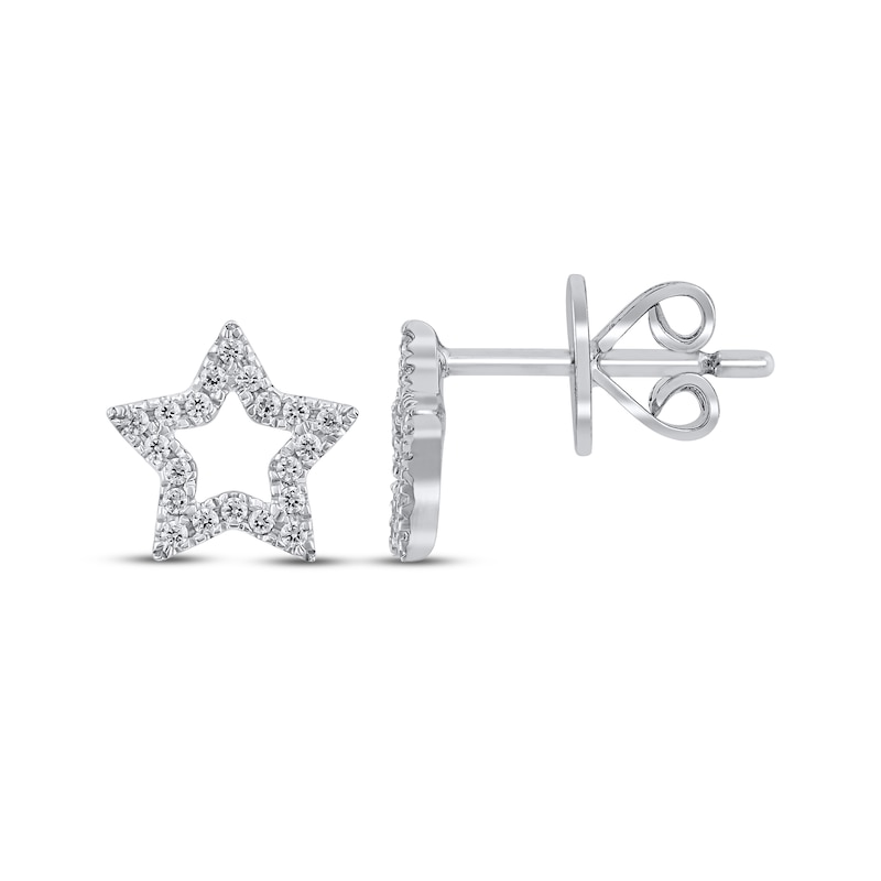 Main Image 3 of Diamond Star Outline Stud Earrings 1/8 ct tw 10K White Gold