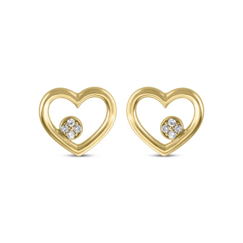 Main Image 2 of Diamond Accent Heart Outline Stud Earrings 10K Yellow Gold