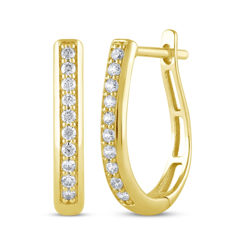 Main Image 1 of Diamond Hoop Earrings 1/4 ct tw 10K Yellow Gold