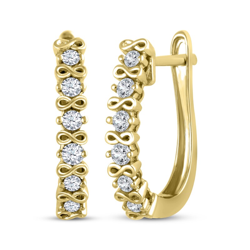 Main Image 1 of Diamond Infinity Symbol Hoop Earrings 1/4 ct tw 10K Yellow Gold